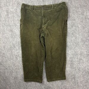 Uniqlo Mens XL Corduroy Pants Olive Green Drawstring Waist Straight Leg